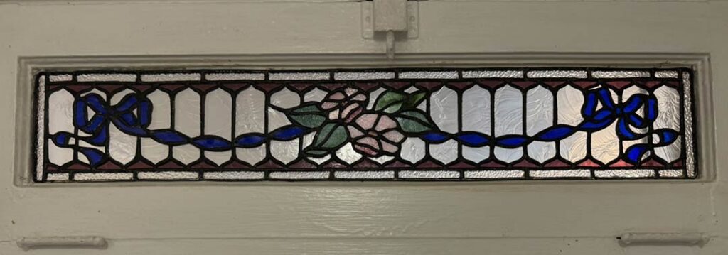 Stained Glass blue ribbon transom